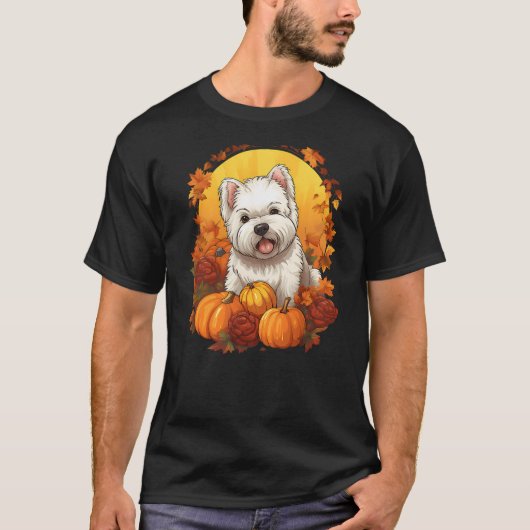 Pumpkin Westie Dog Halloween Thanksgiving T-shirt (Voorkant)