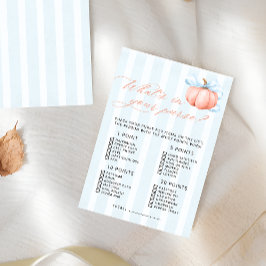 Pumpkin Whats in uw portemonnee Baby shower spel