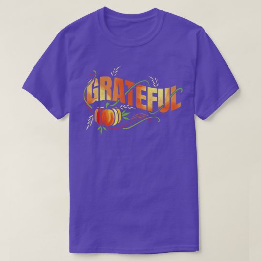 Pumpkin Wheat Ear Grateful Thanksgiving T-shirt (Design voorkant)