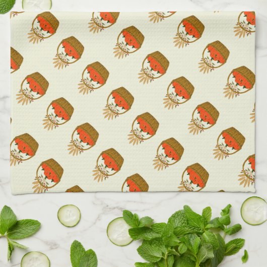 🧺 **Pumpkin & Wheat Kitchen Towel Theedoek (Gevouwen)