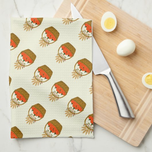 🧺 **Pumpkin & Wheat Kitchen Towel Theedoek (Quarter Fold)