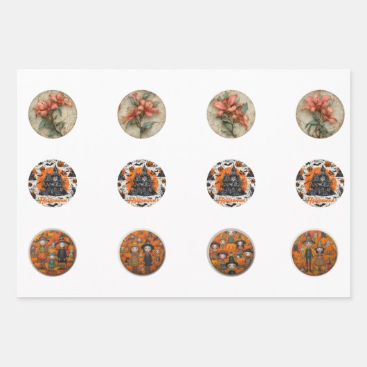 Pumpkin Whimsy Halloween Fall Coaster Designs  Inpakpapier Vel (Voorkant 3)