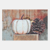 Pumpkin White Autumn Rustic Country Farmhouse Inpakpapier Vel (Voorkant)