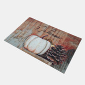Pumpkin White Autumn Rustic Farmhouse Welkom Deurmat (Schuin)
