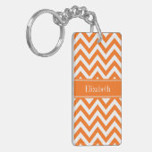 Pumpkin White Chevron, pompoennaam Monogram Sleutelhanger (Voorkant Links)
