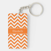 Pumpkin White Chevron, pompoennaam Monogram Sleutelhanger (achterkant)