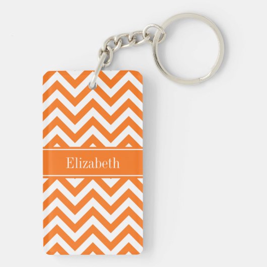 Pumpkin White Chevron, pompoennaam Monogram Sleutelhanger (achterkant)