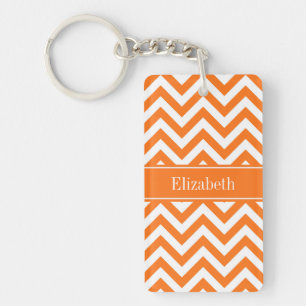 Pumpkin White Chevron, pompoennaam Monogram Sleutelhanger