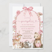 Pumpkin White en Pink Forest Woodland Baby shower Kaart (Voorkant)