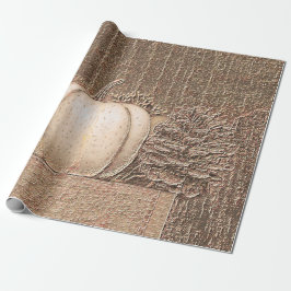 Pumpkin White Gold Metallic Elegant Herfst Decoupa Cadeaupapier