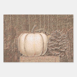 Pumpkin White Gold Metallic Elegant Herfst Decoupa Inpakpapier Vel