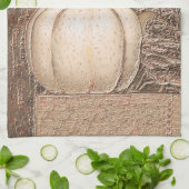 Pumpkin White Gold Metallic Elegant Herfst Land Theedoek (Gevouwen)