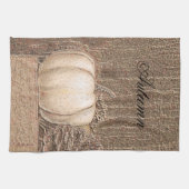 Pumpkin White Gold Metallic Elegant Herfst Land Theedoek (Horizontaal)