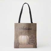 Pumpkin White Gold Metallic Elegant Herfst Land Tote Bag (Voorkant)