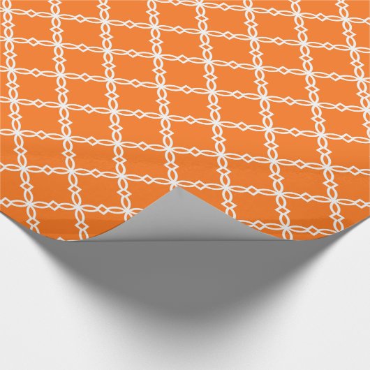 Pumpkin White Large Fancy Quatrefoil Patroon Cadeaupapier (Hoek)