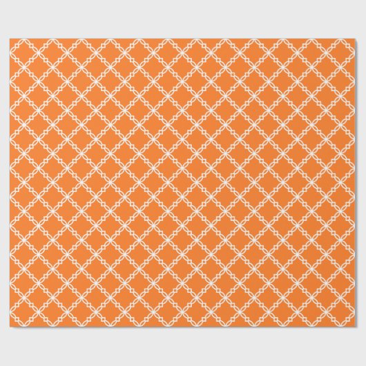 Pumpkin White Large Fancy Quatrefoil Patroon Cadeaupapier (Vlak)