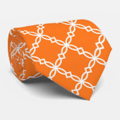 Pumpkin White Large Fancy Quatrefoil Patroon Stropdas (Opgerold)
