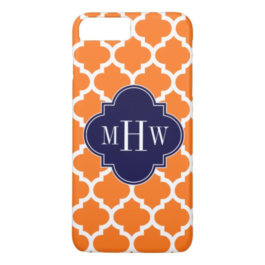 Pumpkin White Moroccan #5 Navy 3 Initiaal monogram Case-Mate iPhone Case (Achterkant)
