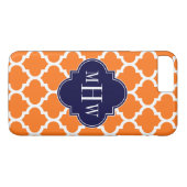 Pumpkin White Moroccan #5 Navy 3 Initiaal monogram Case-Mate iPhone Case (Achterkant (Horizontaal))