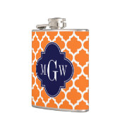 Pumpkin White Moroccan #5 Navy 3 Initiaal monogram Heupfles (Links)