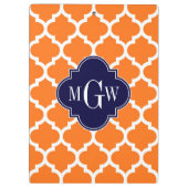 Pumpkin White Moroccan #5 Navy 3 Initiaal monogram Klembord (Achterkant)