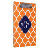 Pumpkin White Moroccan #5 Navy 3 Initiaal monogram Klembord (Rechts)