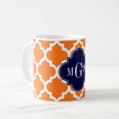 Pumpkin White Moroccan #5 Navy 3 Initiaal monogram Koffiemok (Voorkant links)
