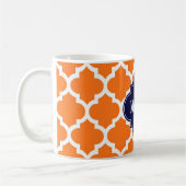 Pumpkin White Moroccan #5 Navy 3 Initiaal monogram Koffiemok (Links)