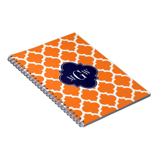Pumpkin White Moroccan #5 Navy 3 Initiaal monogram Notitieboek (Rechterzijde)