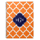 Pumpkin White Moroccan #5 Navy 3 Initiaal monogram Notitieboek (Voorkant)
