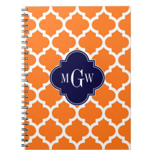 Pumpkin White Moroccan #5 Navy 3 Initiaal monogram Notitieboek