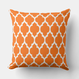 Pumpkin White Moroccan Quatrefoil Pattern #4 Kussen