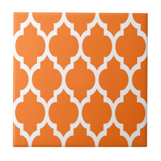 Pumpkin White Moroccan Quatrefoil Pattern #4 Tegeltje (Voorkant)