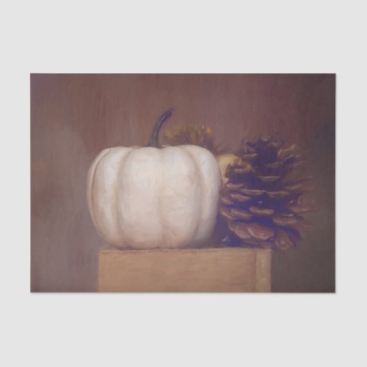 Pumpkin White Rustic Country Painted Autumn Art Tissuepapier (Voorkant)