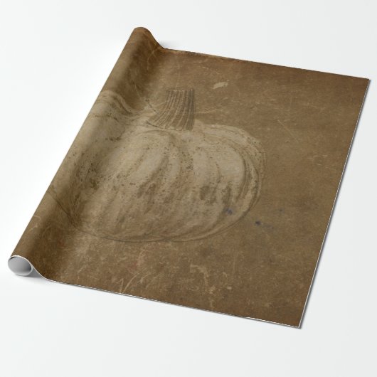 Pumpkin White Sepia Autumn  Grunge Texture Cadeaupapier (Uitgerold)
