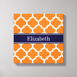 Pumpkin Whotciaans #5 Navy Blue Name Monogram Canvas Afdruk