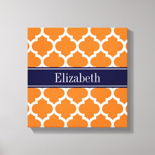 Pumpkin Whotciaans #5 Navy Blue Name Monogram Canvas Afdruk (Voorkant)