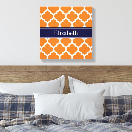 Pumpkin Whotciaans #5 Navy Blue Name Monogram Canvas Afdruk (Insitu (Slaapkamer))