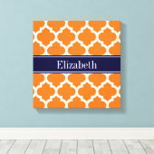 Pumpkin Whotciaans #5 Navy Blue Name Monogram Canvas Afdruk (Insitu (Houten vloer))