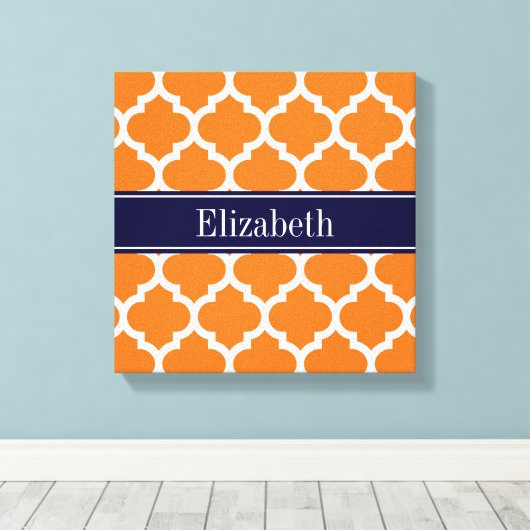 Pumpkin Whotciaans #5 Navy Blue Name Monogram Canvas Afdruk (Insitu (Houten vloer))