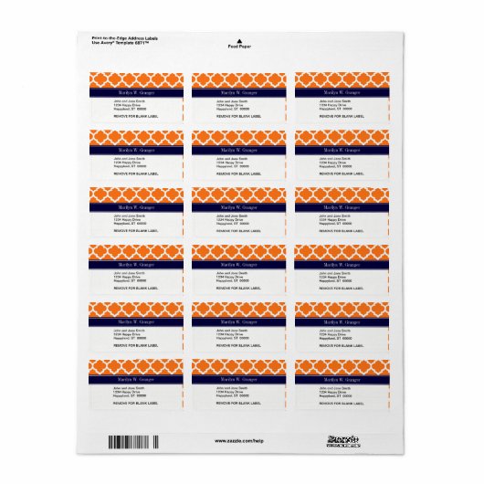 Pumpkin Whotciaans #5 Navy Blue Name Monogram Etiket (Full Sheet)