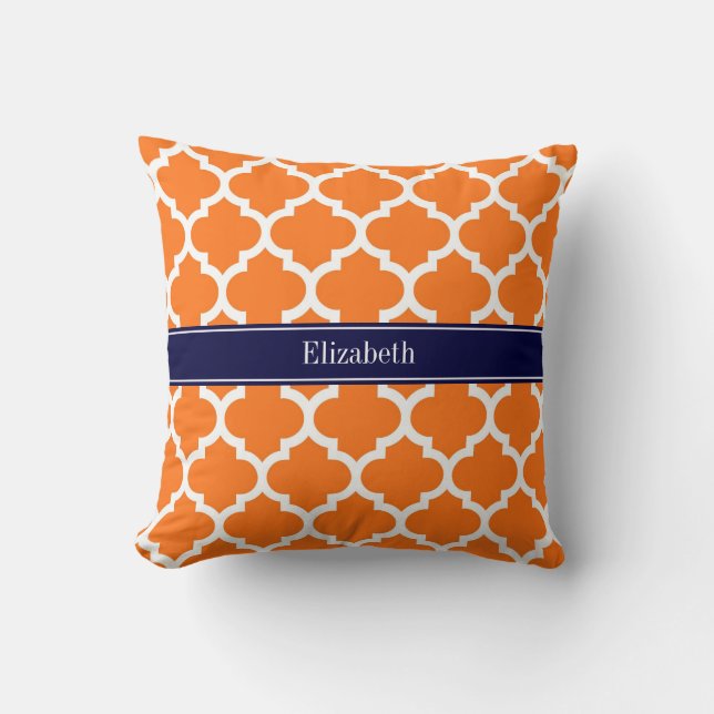 Pumpkin Whotciaans #5 Navy Blue Name Monogram Kussen (Voorkant)