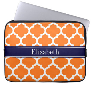 Pumpkin Whotciaans #5 Navy Blue Name Monogram Laptop Sleeve