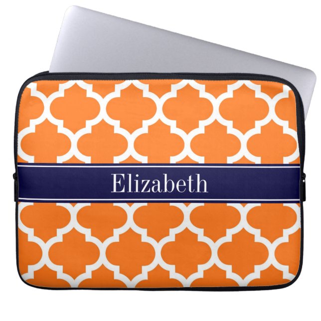 Pumpkin Whotciaans #5 Navy Blue Name Monogram Laptop Sleeve (Voorkant)