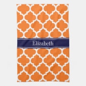 Pumpkin Whotciaans #5 Navy Blue Name Monogram Theedoek (Verticaal)