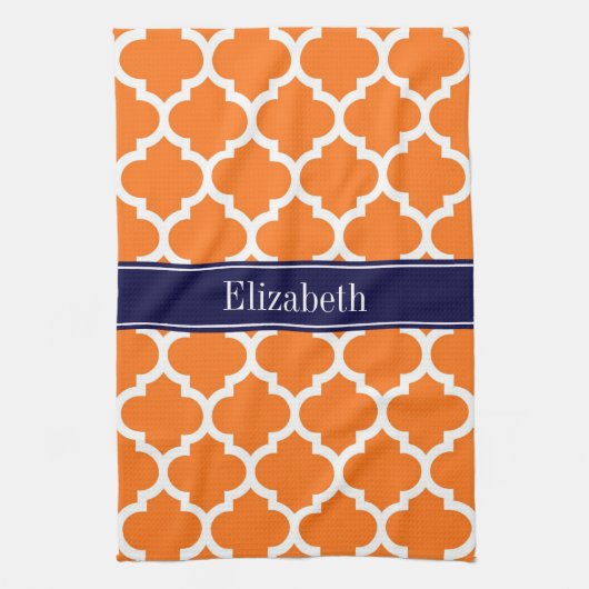 Pumpkin Whotciaans #5 Navy Blue Name Monogram Theedoek (Verticaal)