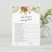 Pumpkin Wie kent Mama Beste Baby shower Kaart (Staand voorkant)