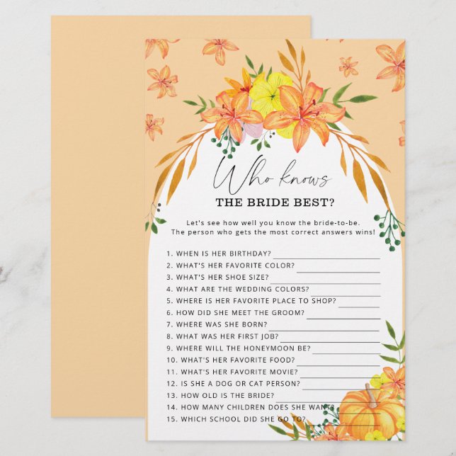 Pumpkin - Wie weet de bruid beste spel (Voorkant / Achterkant)