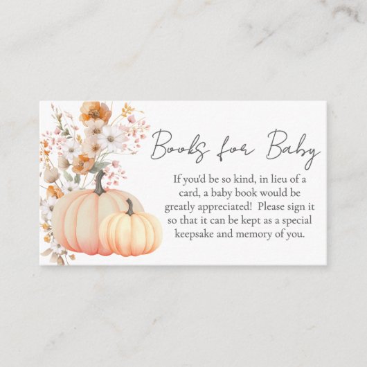 Pumpkin Wildflower Baby shower Boeken voor Baby Informatiekaartje (Voorkant)