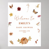 Pumpkin Wildflower Boho Baby shower Welkomstbord Poster (Voorkant)